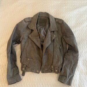 Blank NYC Distressed Gray Leather Jacket